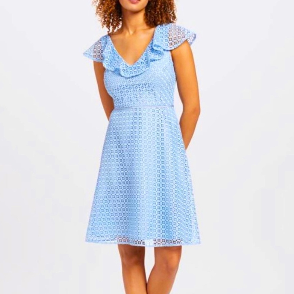 Draper James Blue Lattice A-Line Dress Size 6